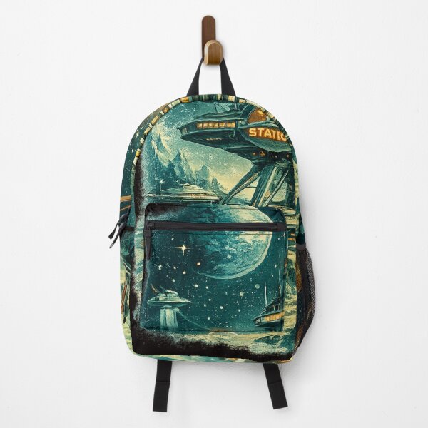 Item preview, Retro Space Station – Mid-Century Sci-Fi Graphic T-Shirt designed and sold by Del4xe.