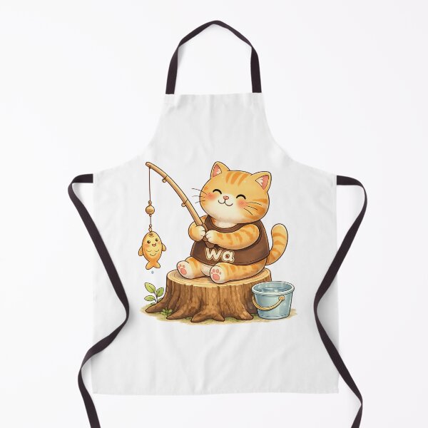 Item preview, Kawaii Orange Cat Fishing by the Lake Cute Animal Design designed and sold by Wawa5656.