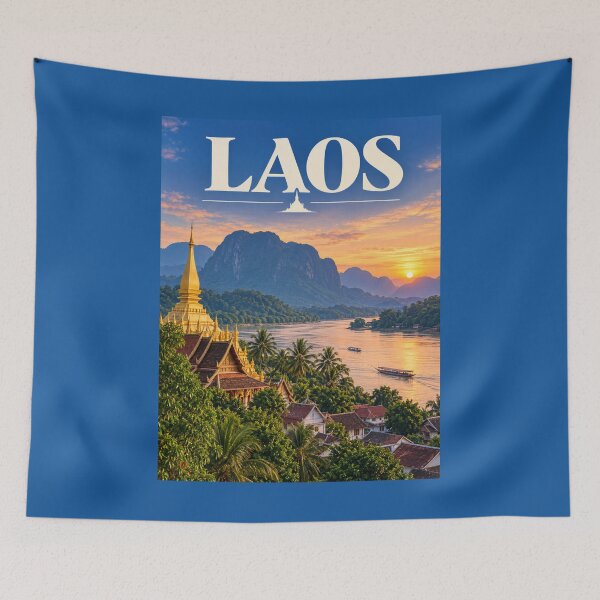 Item preview, Vintage Laos Poster designed and sold by GoodOldVintage.