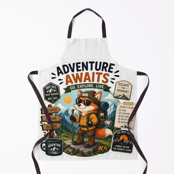 Item preview, Adventure Awaits Fox Sticker | Hiking Fox Explorer | Mountain Adventure | Outdoor Travel Sticker designed and sold by GenZStickerHub1.