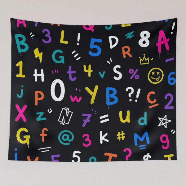 Item preview, Colorful Alphabet & Numbers – Playful Graffiti Typography Pattern designed and sold by IMuDesigner.
