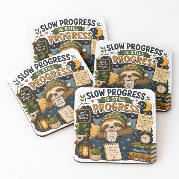 Item preview, Slow Progress Is Still Progress Sloth Sticker | Cute Motivational Sloth | Cozy Self Care Sticker designed and sold by GenZStickerHub1.