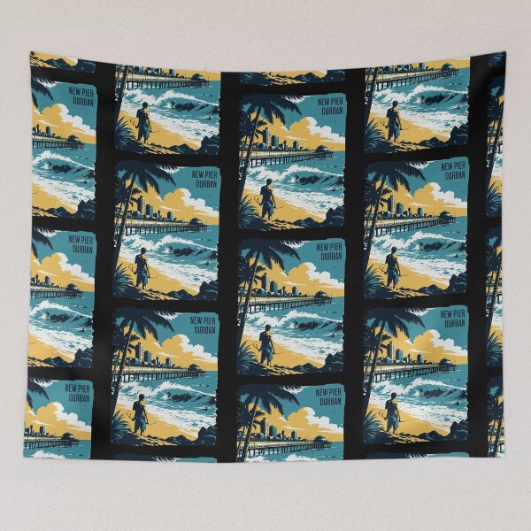 Item preview, New Pier Durban Surfing South Africa Retro Art designed and sold by d247.