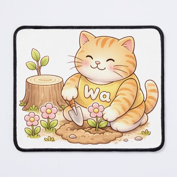 Item preview, Kawaii Orange Cat Gardening with Flowers Cute Nature Design designed and sold by Wawa5656.