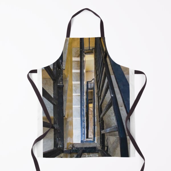 Item preview, Vertical Stairwell Perspective Looking Down Narrow Metal Railing Staircase in Apartment Building Interior designed and sold by Nmallia.