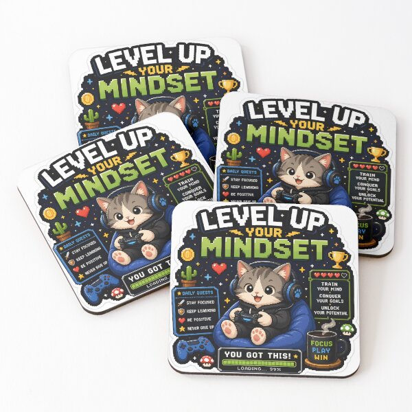 Item preview, Level Up Your Mindset Gamer Cat Sticker | Cute Pixel Gaming Cat | Retro 8-Bit Gaming Sticker designed and sold by GenZStickerHub1.
