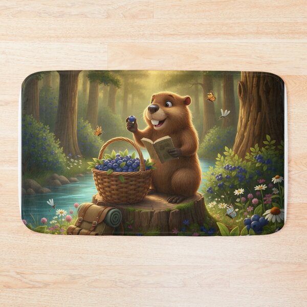 Item preview, Happy Beaver Adventures – The Blueberry Gift designed and sold by Clothes With Smiling Animals Walt Gral.