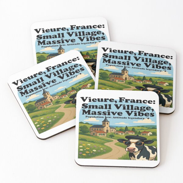 Item preview, Vieure, France: Small Village, Massive Vibes | Funny French Countryside Cow T-Shirt | Rural France Travel Souvenir | Cute Village Life Graphic designed and sold by Sushikidsntod.