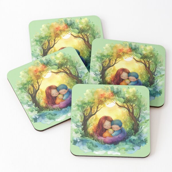 Item preview, Kids Art 2 - Mother and Children Loving Hug Watercolor designed and sold by NikaNavi.