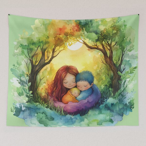 Item preview, Kids Art 2 - Mother and Children Loving Hug Watercolor designed and sold by NikaNavi.