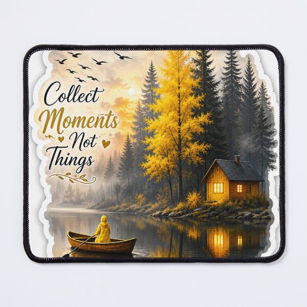 Item preview, Golden Reflection Cabin – Dreamy Forest Lake Die-Cut Sticker designed and sold by Arts121.