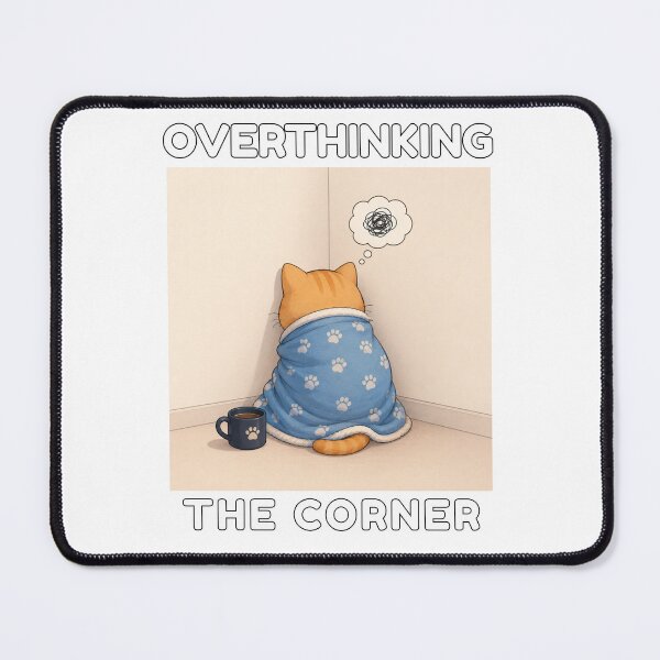 Item preview, Overthinking the Corner | Funny Introvert Cat designed and sold by Moochie Studios.