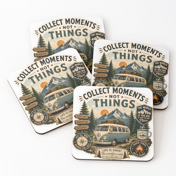 Item preview, Collect Moments Not Things Sticker | Vintage Camper Van | Adventure Travel Badge | Retro Outdoor Sticker designed and sold by GenZStickerHub1.