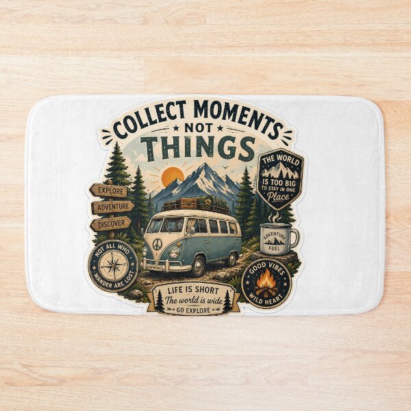 Item preview, Collect Moments Not Things Sticker | Vintage Camper Van | Adventure Travel Badge | Retro Outdoor Sticker designed and sold by GenZStickerHub1.