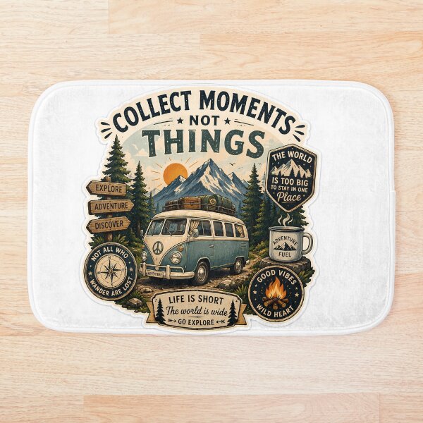 Item preview, Collect Moments Not Things Sticker | Vintage Camper Van | Adventure Travel Badge | Retro Outdoor Sticker designed and sold by GenZStickerHub1.