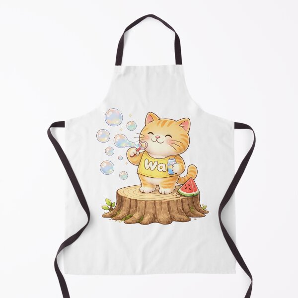 Item preview, Kawaii Orange Cat Playing with Soap Bubbles Cute Animal Design designed and sold by Wawa5656.