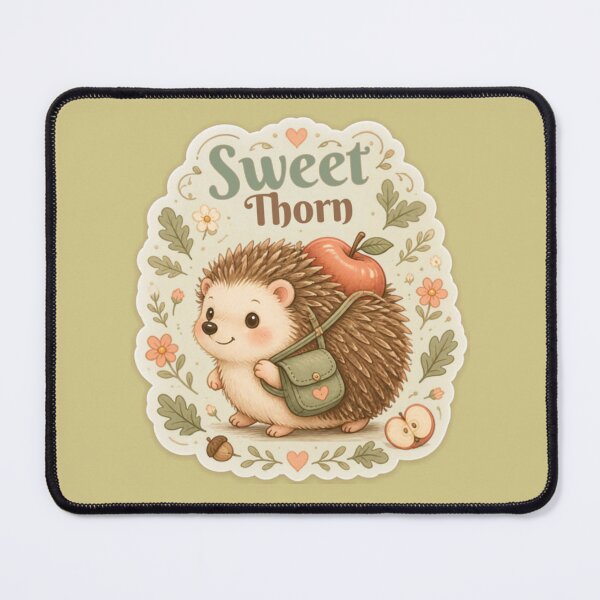 Item preview, Sweet Thorn Cottagecore Hedgehog Apple designed and sold by inkaylindesign.