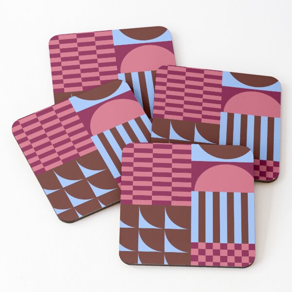 Item preview, Retro Geometric Shapes and Checkerboard Abstract in Burgundy Purple Blue designed and sold by nineFlorals.