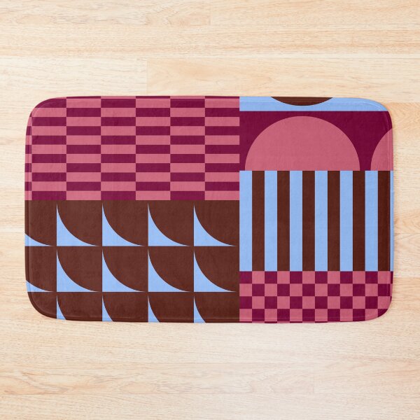 Item preview, Retro Geometric Shapes and Checkerboard Abstract in Burgundy Purple Blue designed and sold by nineFlorals.