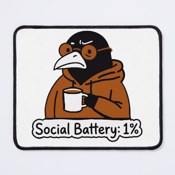 Item preview, Funny Introvert Coffee Crow | Social Battery 1% designed and sold by SK ArtNest.