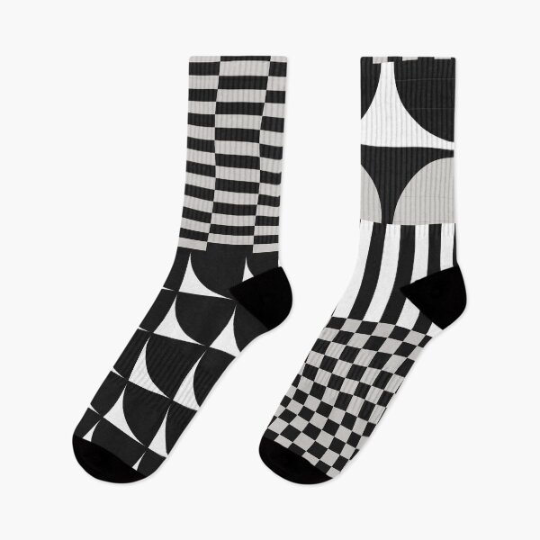 Item preview, Retro Geometric Shapes and Checkerboard Abstract in Monochrome designed and sold by nineFlorals.