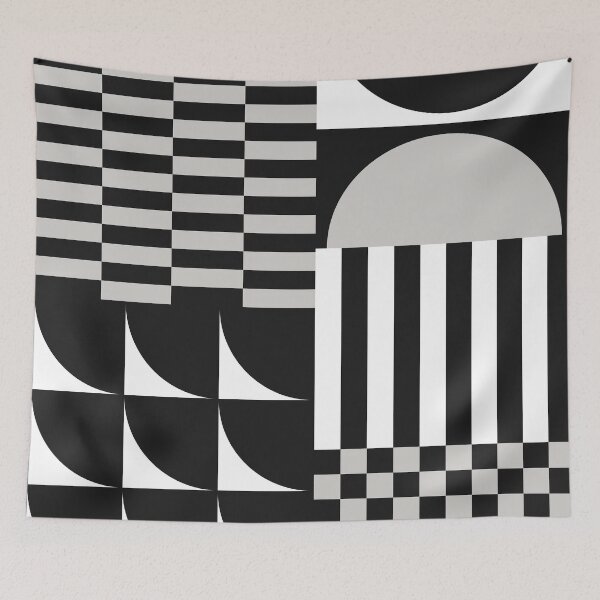 Item preview, Retro Geometric Shapes and Checkerboard Abstract in Monochrome designed and sold by nineFlorals.