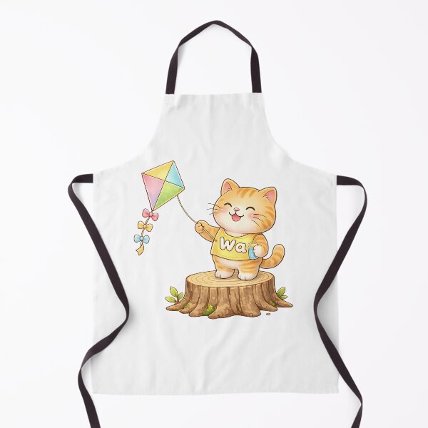Item preview, Kawaii Orange Cat Playing with a Kite Cute Animal Design designed and sold by Wawa5656.