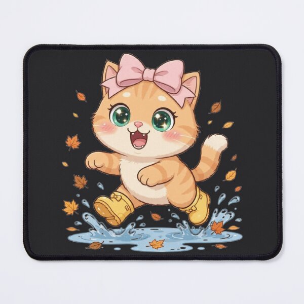 Item preview, Cute Fall Puddle Jumping Cat Rain Boots designed and sold by Moody Vibes Studio.