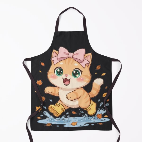 Item preview, Cute Fall Puddle Jumping Cat Rain Boots designed and sold by Moody Vibes Studio.