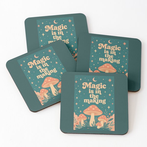 Item preview, Magic Is in the Making – Retro Boho Mushroom Poster designed and sold by Cerys-GS.