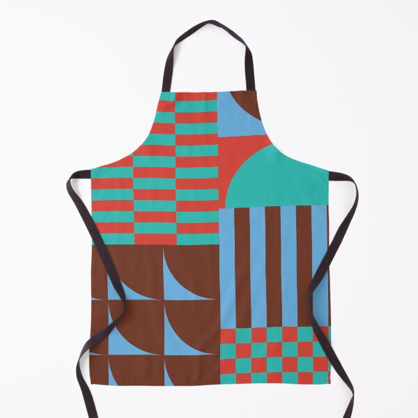 Item preview, Retro Geometric Shapes and Checkerboard Abstract in Brown Blue Coral Teal designed and sold by nineFlorals.