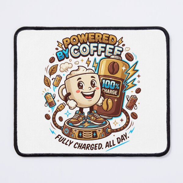 Item preview, Powered by Coffee | Funny Coffee Lover T-Shirt | Cute Coffee Cup Graphic | Coffee Energy Design designed and sold by SAJ Design Studio.