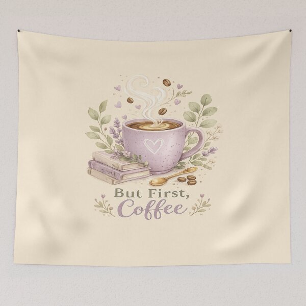 Item preview, But First, Coffee | Cozy Lavender Watercolor Coffee Mug | Cottagecore Coffee Lover Gift designed and sold by NovaNest  Studio.
