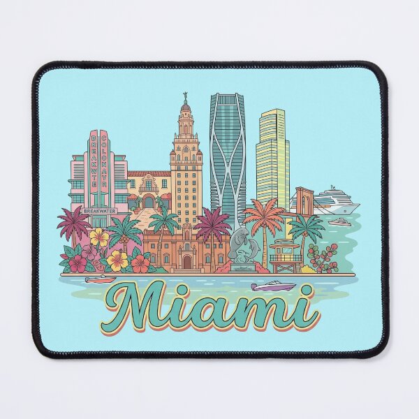 Item preview, Miami Florida Skyline Art Print Retro Beach Souvenir & Airbnb Decor designed and sold by 21 Tulips.