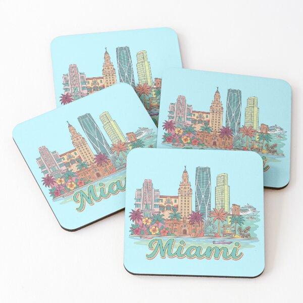 Item preview, Miami Florida Skyline Art Print Retro Beach Souvenir & Airbnb Decor designed and sold by 21 Tulips.