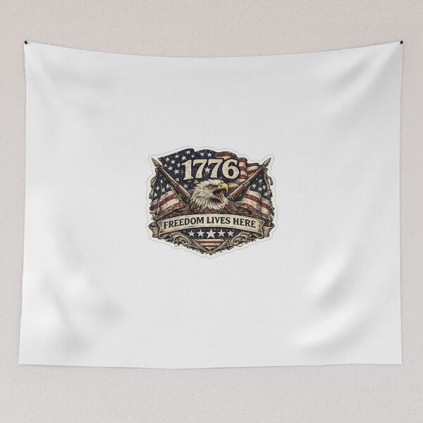 Artikelvorschau, 251 Anniversary of the USA -1776 – Freedom Lives Here | Vintage Patriotic USA Sticker entworfen und verkauft von Collins Design.
