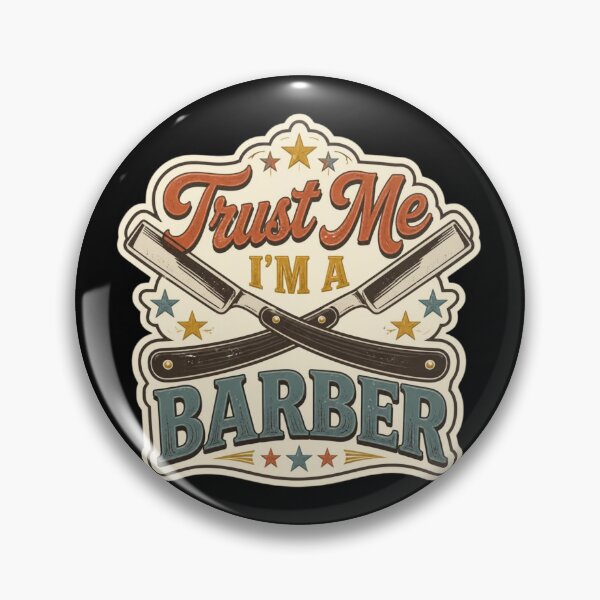 Item preview, Vintage Trust Me I'm A Barber Teal Emblem Badge designed and sold by Barber MD Culture.