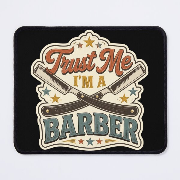 Item preview, Vintage Trust Me I'm A Barber Teal Emblem Badge designed and sold by Barber MD Culture.