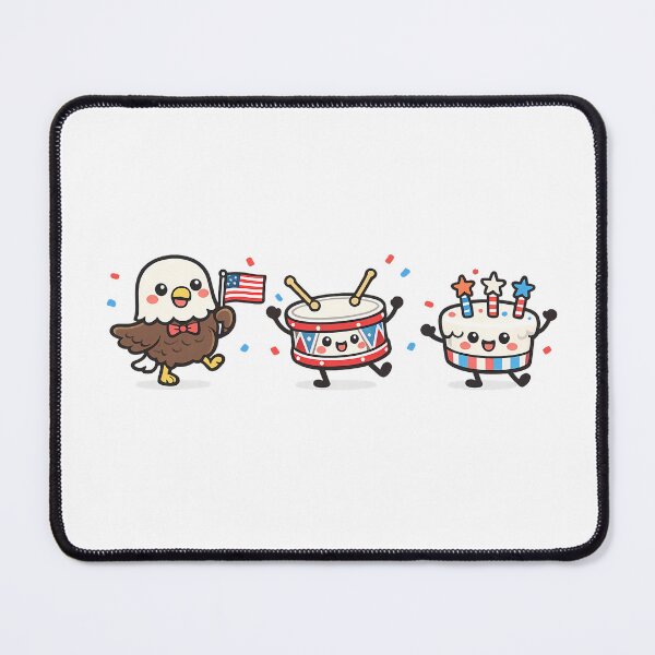 Item preview, Cute Patriotic PNG, Kawaii Eagle Drum Cake Shirt Design, Fourth of July Cartoon, Independence Day Sublimation designed and sold by Gremlin Hours.