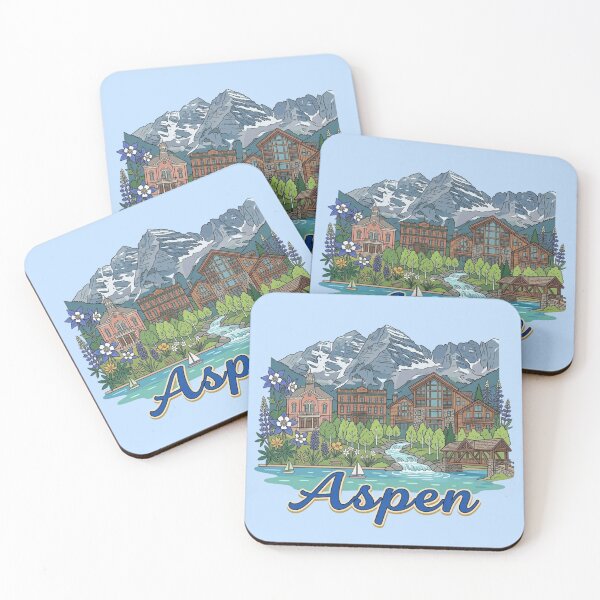 Item preview, Aspen Colorado Mountain Skyline Vintage Travel Art & Ski Lodge Decor designed and sold by 21 Tulips.