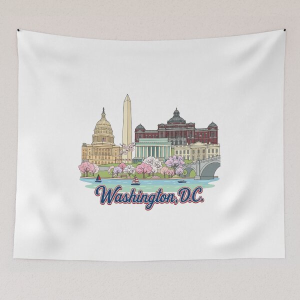 Item preview, Washington DC Monument Skyline Vintage Travel Art & Airbnb Decor designed and sold by 21 Tulips.