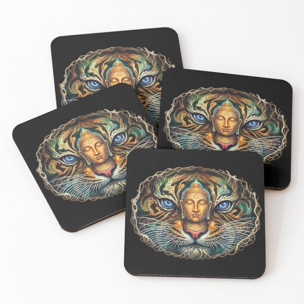 Item preview, Calm Before the Storm - Golden Buddha Tiger Visionary Art designed and sold by Neurotik Labs.