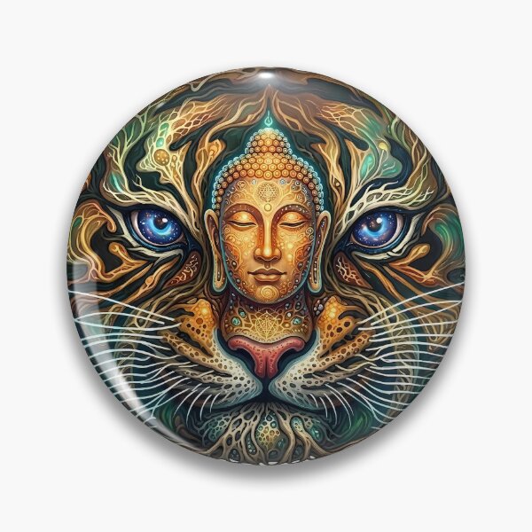 Item preview, Calm Before the Storm - Golden Buddha Tiger Visionary Art designed and sold by Neurotik Labs.