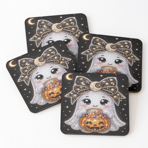 Item preview, Sparkly Trick-or-Treat Ghost for Kawaii Fans designed and sold by POD DYNASTY | Original Print On Demand T-Shirt Graphics.