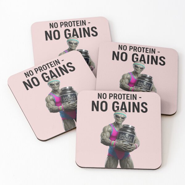 Item preview, "No Protein, No Gains" – Alien Bodybuilder Fitness Design designed and sold by NexxaStoree.