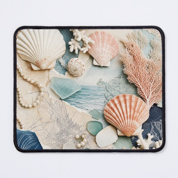 Item preview, Coastal Shell and Map Collage designed and sold by PixelToPress.