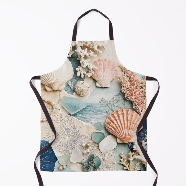 Item preview, Coastal Shell and Map Collage designed and sold by PixelToPress.