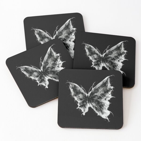 Item preview, Ethereal Smoke Butterfly Tattoo | Dark Coquette Gothic Ink Butterfly | Minimalist Black Fantasy Art designed and sold by LuxeBuzz.