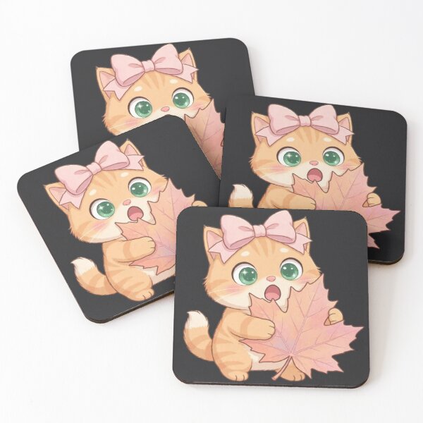 Item preview, Cute Surprised Autumn Leaf Cat Fall designed and sold by Luna's World - Moody Vibes Studio.