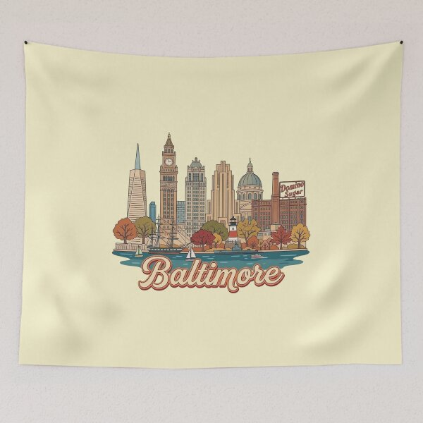Item preview, Baltimore Maryland Inner Harbor Skyline Art Print & Airbnb Decor designed and sold by 21 Tulips.